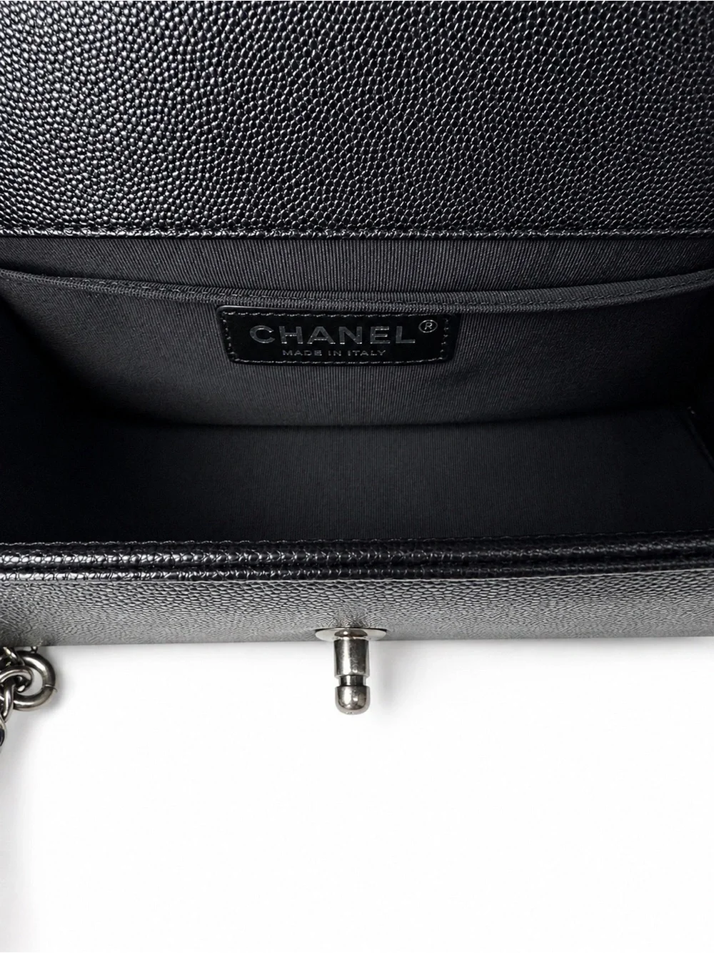CHANEL Black Quilted Boy Bag with Silver Hardware